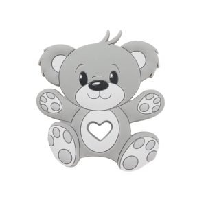 Силіконовий гризунець, прорізувач для зубів – Ведмедик плюшевий Сірий світлий