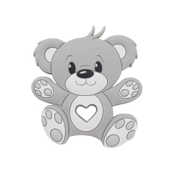 Силіконовий гризунець, прорізувач для зубів - Ведмедик плюшевий Сірий світлий - Зображення 1