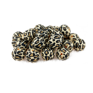 Силіконова бусинка, бусина для прорізувача зубів – Кругла 15мм Леопард