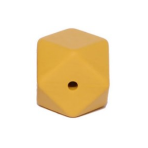 Силіконова бусинка, бусина для прорізувача зубів – Гексагон Гірчичний