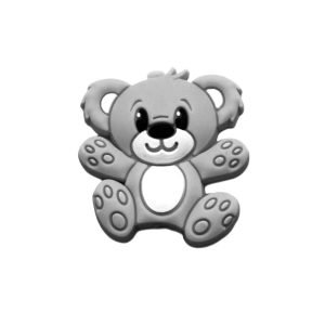 Силіконова бусинка, бусина для прорізувача зубів – Міні ведмедик Сірий світлий