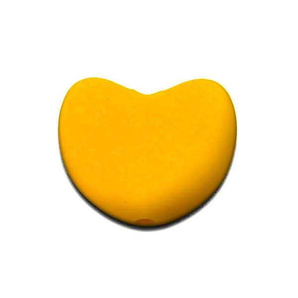 Силіконова бусинка, бусина для прорізувача зубів - Серце Гірчичне - Зображення 1