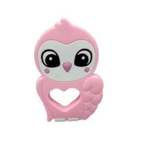 Силіконовий гризунець, прорізувач для зубів – Сова Рожевий кварц