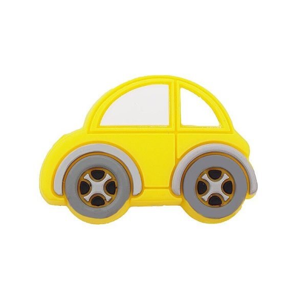 Силиконовая бусинка, бусина для прорезывателя зубов - Мини машинка Желтая — изображение 1