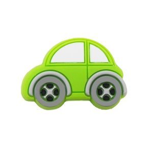Силіконова бусинка, бусина для прорізувача зубів – Міні машинка Зелена