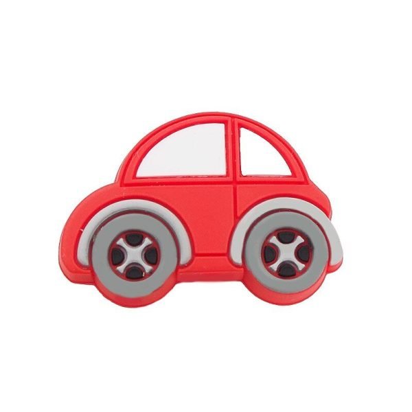 Силіконова бусинка, бусина для прорізувача зубів - Міні машинка Червона - Зображення 1