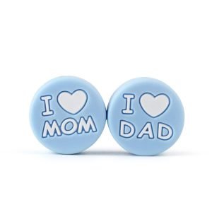 Силіконова бусинка, бусина для прорізувача зубів – I love mom / dad Бебі блю