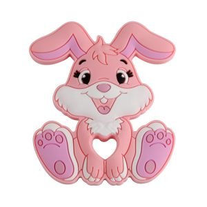 Силіконовий гризунець, прорізувач для зубів – Кролик Рожевий кварц