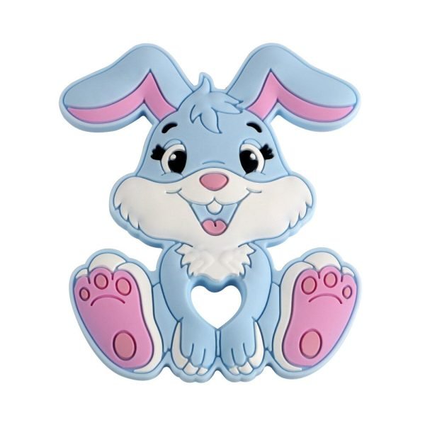 Силиконовый грызунок, прорезыватель для зубов - Кролик Бэби блю — изображение 1