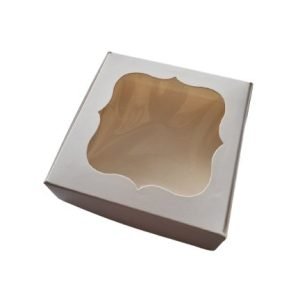 Картонна коробка з віконечком – Біла (10*10*3)