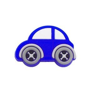 Силіконова бусинка, бусина для прорізувача зубів – Міні машинка Синя
