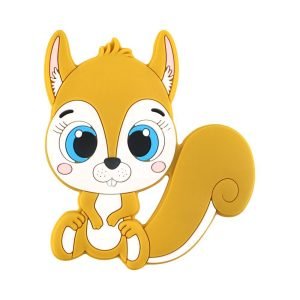 Силіконовий гризунець, прорізувач для зубів – Білочка з хвостиком Гірчична