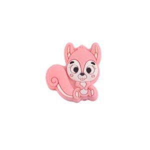 Силіконова бусинка, бусина для прорізувача зубів – Міні білочка Рожева кварц