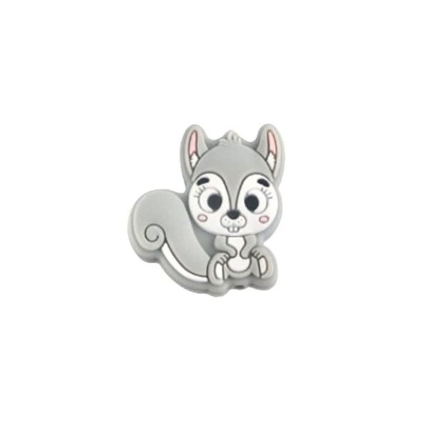 Силиконовая бусинка, бусина для прорезывателя зубов - Мини белочка Серая — изображение 1