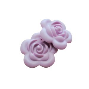 Силіконова бусинка, бусина для прорізувача зубів – Роза вел. Лаванда