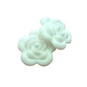 Силіконова бусинка, бусина для прорізувача зубів – Роза вел. Біла