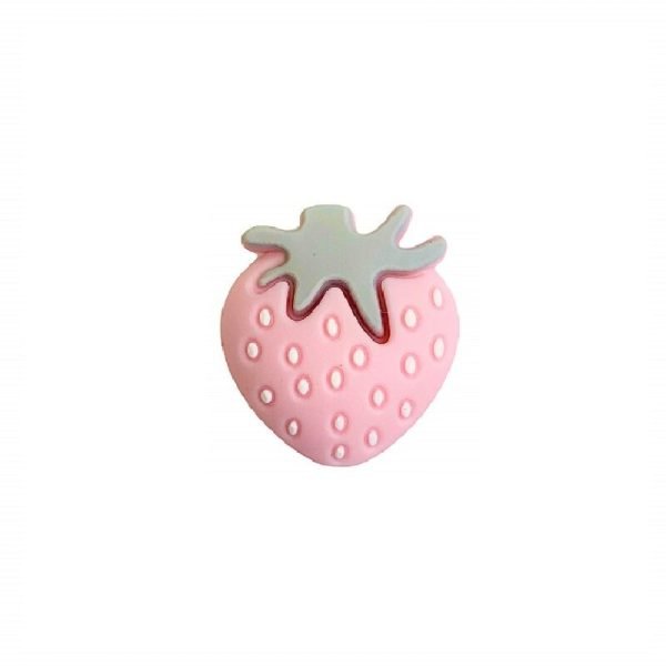Силиконовая бусинка, бусина для прорезывателя зубов - Клубничка Роза Кварц — изображение 1