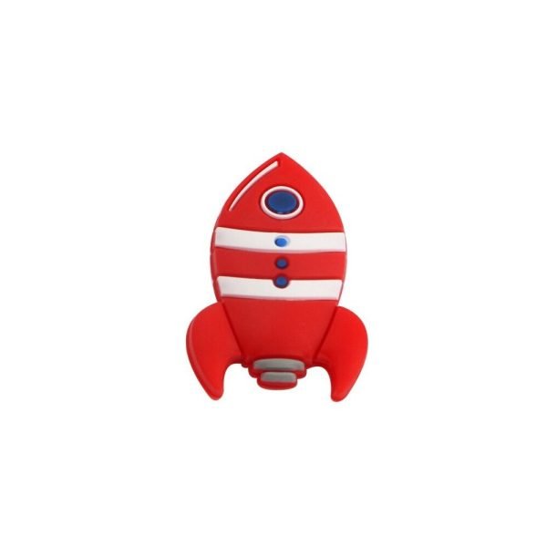 Силиконовая бусинка, бусина для прорезывателя зубов - Мини Ракета Красная — изображение 1