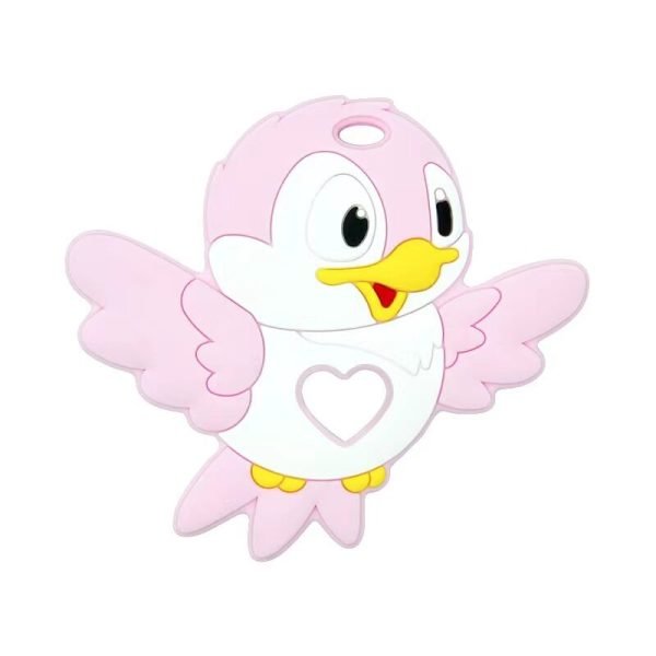 Силіконовий гризунець, прорізувач для зубів - Пташка Baby pink - Зображення 1