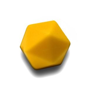 Силіконова бусинка, бусина для прорізувача зубів – Ікосаедр Гірчичний