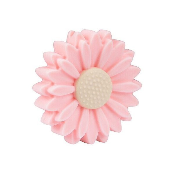 Силіконова бусинка, бусина для прорізувача зубів - Ромашка Рожевий кварц (30мм) - Зображення 1