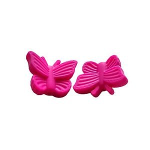 Силіконова бусинка, бусина для прорізувача зубів – Метелик 3Д Малиновий