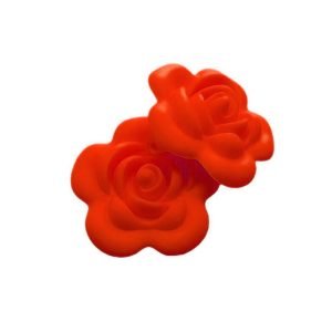 Силіконова бусинка, бусина для прорізувача зубів – Роза вел. Червона