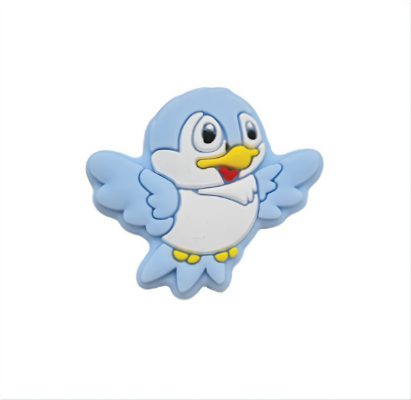 Силиконовая бусинка, бусина для прорезывателя зубов - Мини Птичка Бэбы блю — изображение 1