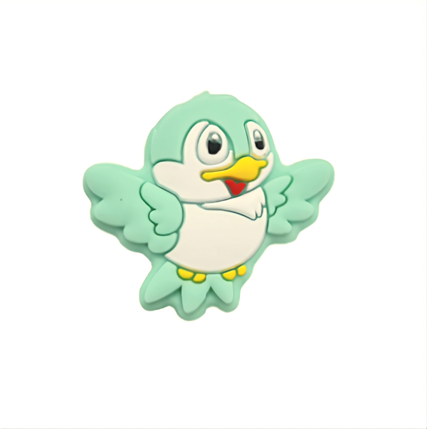 Силиконовая бусинка, бусина для прорезывателя зубов - Мини Птичка Мятная — изображение 1