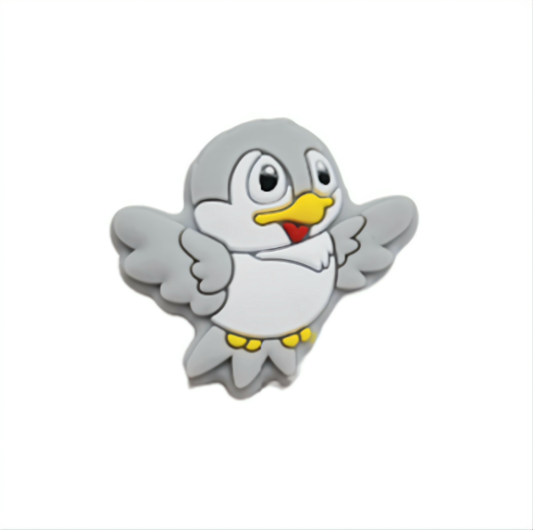 Силиконовая бусинка, бусина для прорезывателя зубов - Мини Птичка Серая — изображение 1