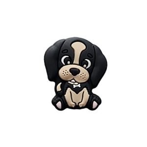 Силіконова бусинка, бусина для прорізувача зубів – Міні Собачка Чорна