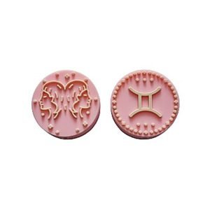 Силіконова бусинка, бусина для прорізувача зубів – Зодіак Близнюки – Рожевий кварц