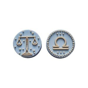 Силіконова бусинка, бусина для прорізувача зубів – Зодіак Терези – Бебі блю