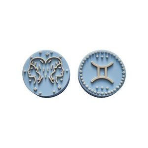 Силіконова бусинка, бусина для прорізувача зубів – Зодіак Близнюки – Бебі блю