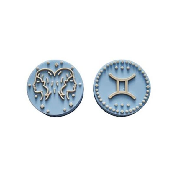 Силіконова бусинка, бусина для прорізувача зубів - Зодіак Близнюки - Бебі блю - Зображення 1