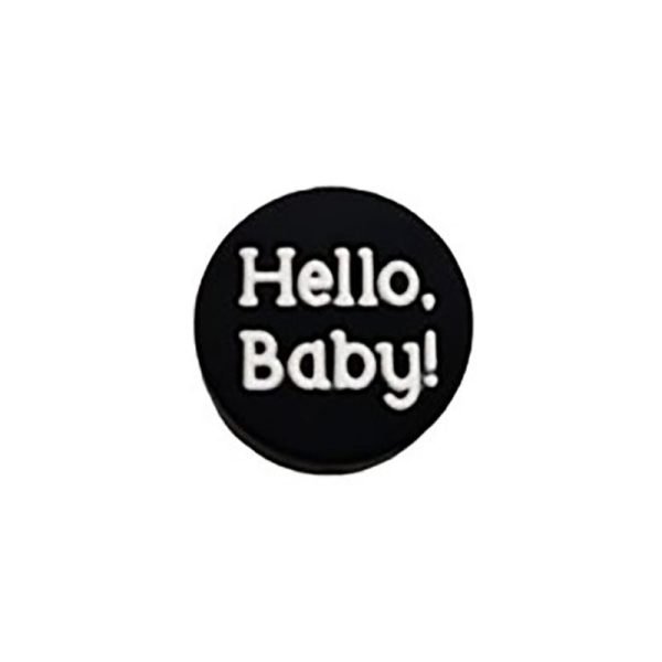 Силиконовая бусинка, бусина для прорезывателя зубов - Hello baby - Черная — изображение 1