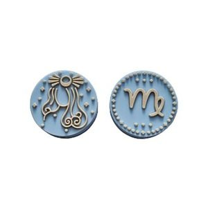 Силіконова бусинка, бусина для прорізувача зубів – Зодіак Діва – Бебі блю