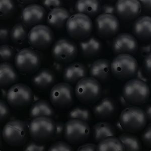 Силіконова бусинка, бусина для прорізувача зубів – Кругла 15мм Чорна