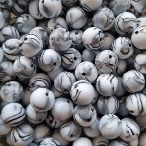 Силіконова бусинка, бусина для прорізувача зубів – Кругла 15мм Мармур