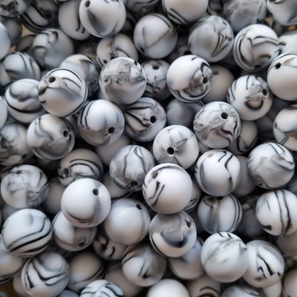 Силіконова бусинка, бусина для прорізувача зубів - Кругла 15мм Мармур - Зображення 1