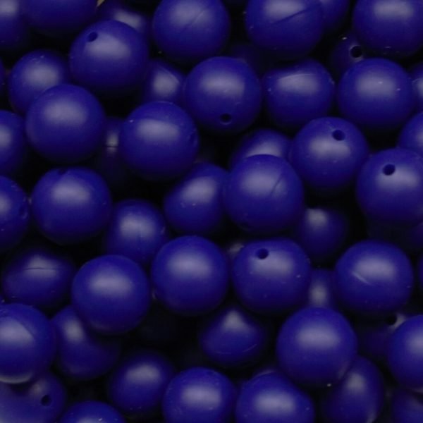 Силиконовая бусинка, бусина для прорезывателя зубов - Круглая 15мм Темно синяя — изображение 1