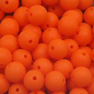 Силіконова бусинка, бусина для прорізувача зубів – Кругла 15мм Помаранчева
