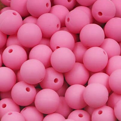 15pink Силиконовая бусинка, бусина для прорезывателя зубов - Круглая 15мм Розовая — изображение 1