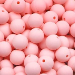Силіконова бусинка, бусина для прорізувача зубів – Кругла 15мм Рожевий кварц