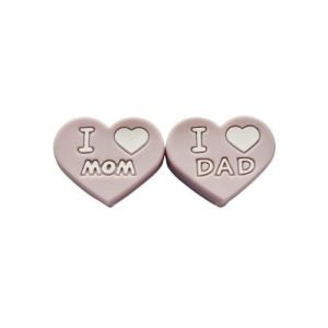 Силіконова бусинка, бусина для прорізувача зубів – I love mom / dad ♥ Лаванда